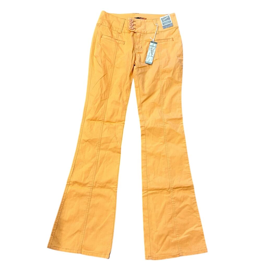 Y2K Clash USA Orange Low Rise Vtg Flare Pants Juniors 5 Mallcore Vibrant Bold